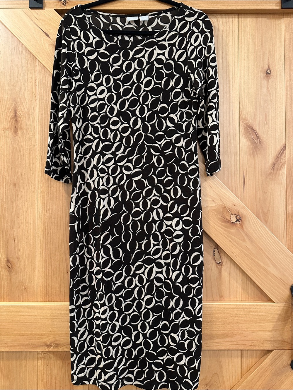 Chico's Brown and Cream Circle-Print Midi Dress